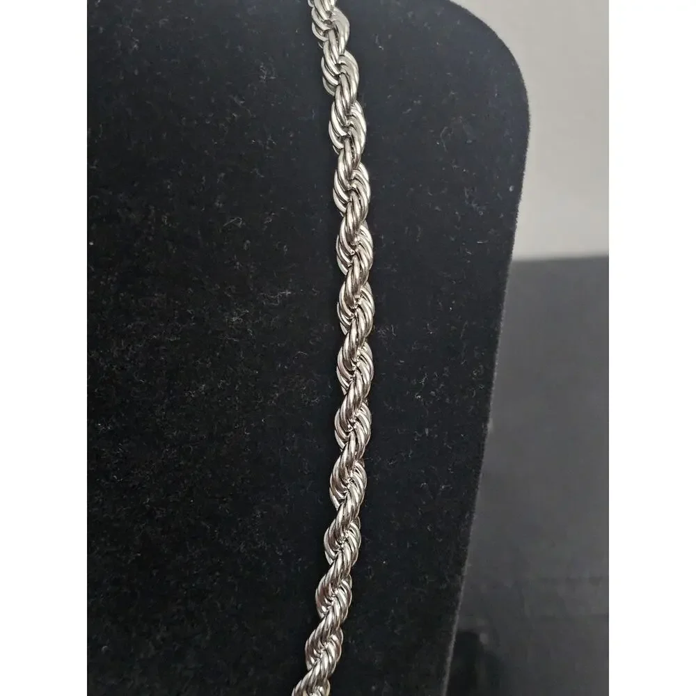36in. silver Stainless Steel-5.8mm French Rope Chain Necklace